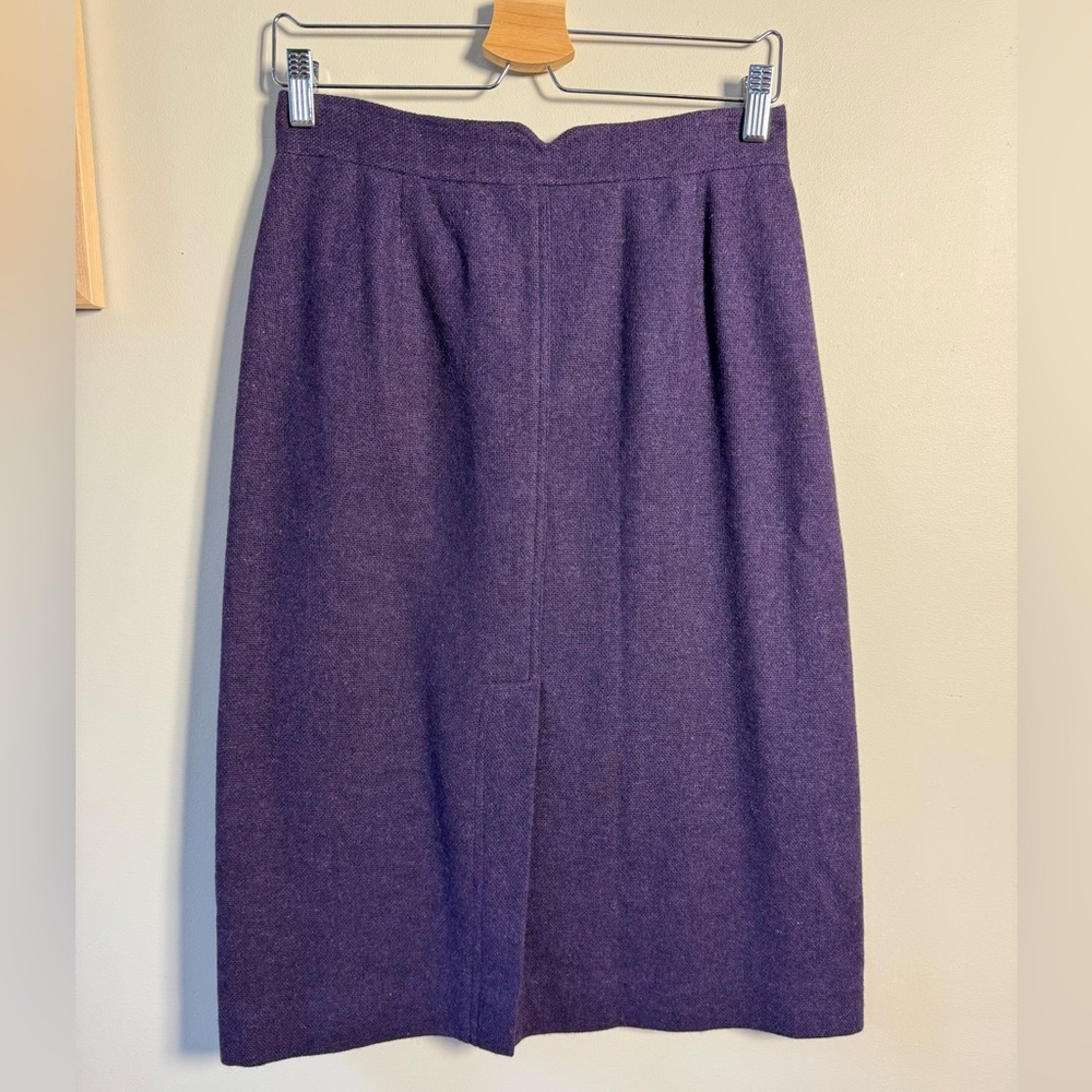 Vintage Breckenridge Wool Blend Skirt Front Slit Purple - fits US 6-8